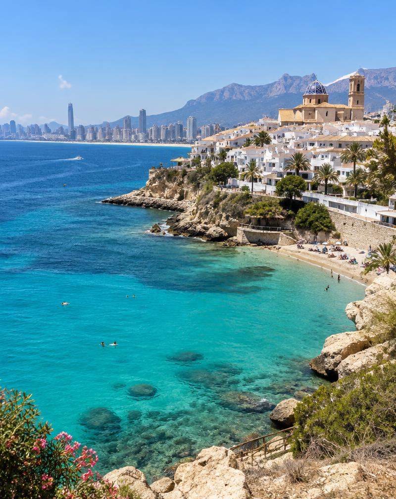 Costa Blanca: Altea cove with Benidorm in the background