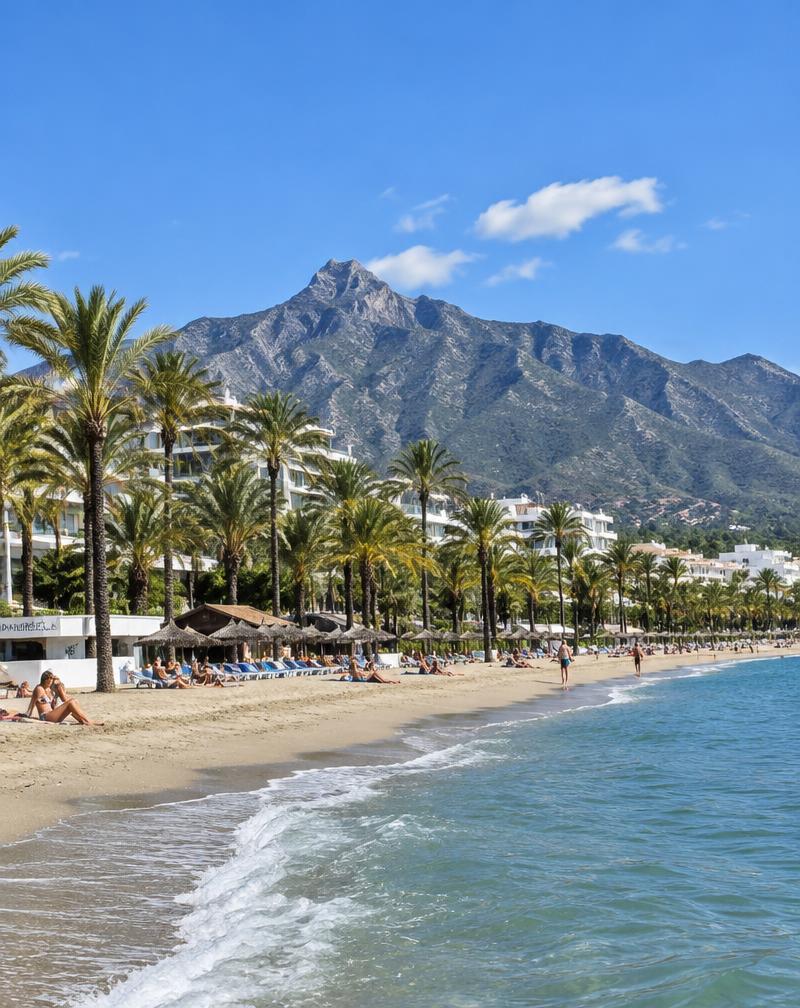 Costa del Sol: Marbella beach with the mountains behind