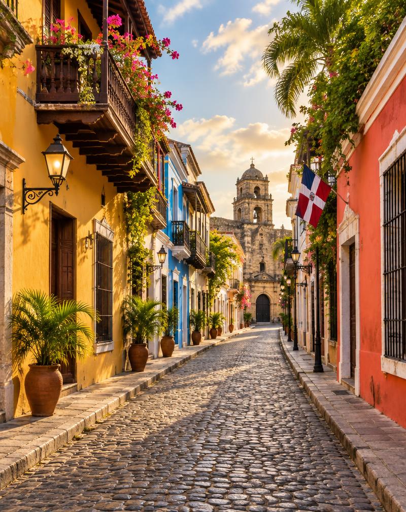 Santo Domingo: cobblestone street in the Colonial Zone